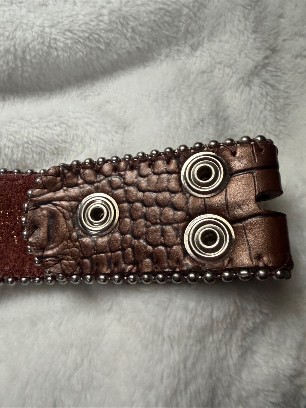 Western Belt with Silver Accents NO Buckle - Picture 5 of 7